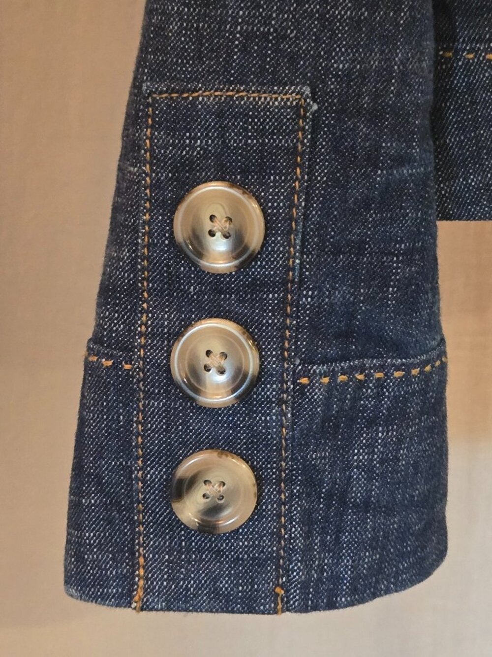 LOFT Cropped Collarless Denim Jacket Blue Jean Blazer Open Front Size 6 - Picture 5 of 15